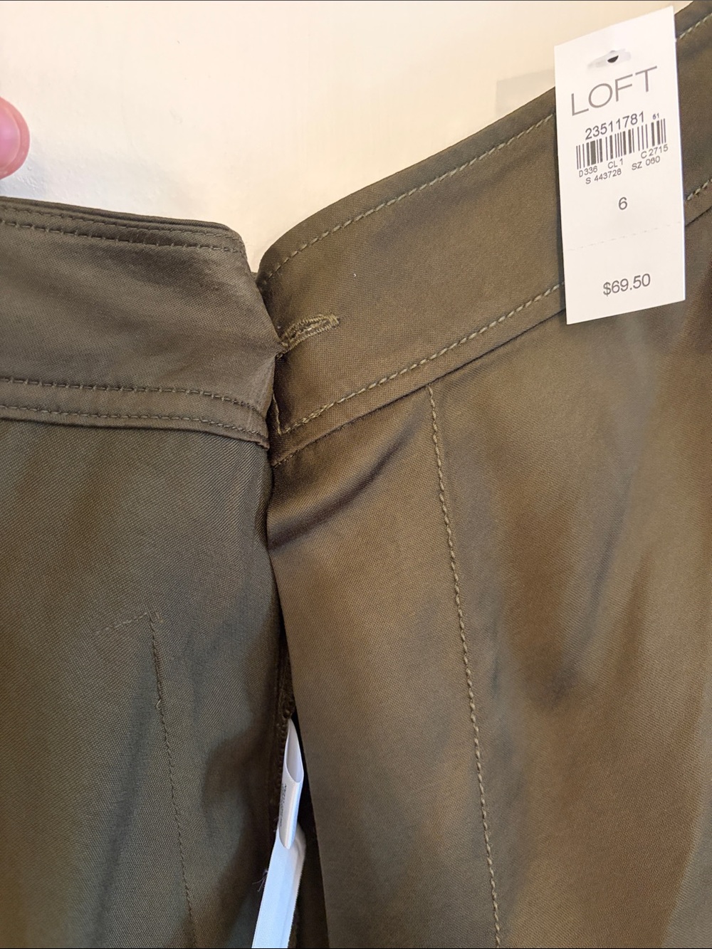 NWT LOFT Women’s Olive A-Line Wrap Skirt, size 6 - Picture 5 of 6